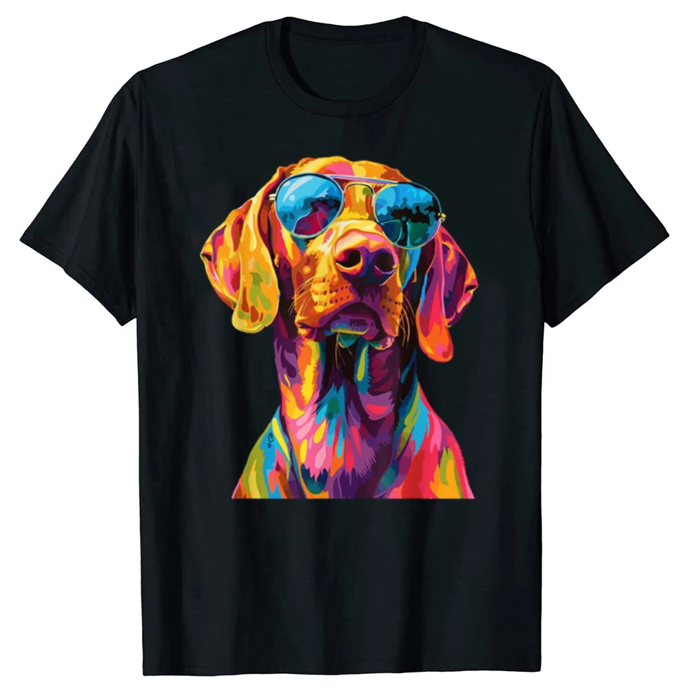Funny Vizsla Lovers Pop Art Design Vizsla Dog Graphic T-shirts Men Women's Fashion Casual 100% Cotton Loose Oversized T Shirt