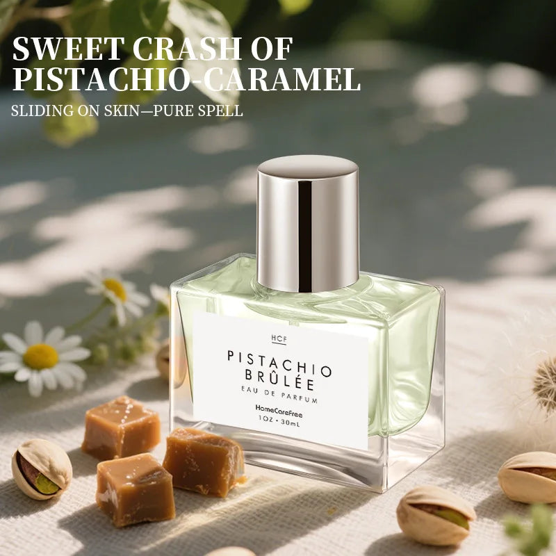 Parisian Chic Gourmand Perfume, Unisex Caramel Pistachio & Coconut Milk Scent, Creamy Vanilla Eau De Toilette Lasting Fresh 30ml