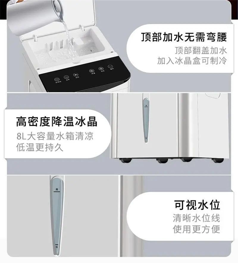 Dual-Mode Cooling Heating Fan Household Air Cooler, Compact Portable Water-Cooled Air Conditioner
