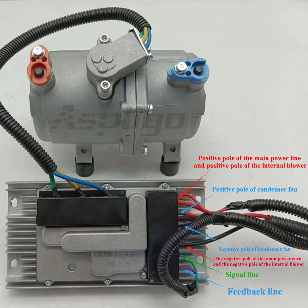 Electric Air Conditioning Compressor Set Air Conditioner Compressor with Control Panel 12V for Car Truck Bus Automotive Boat