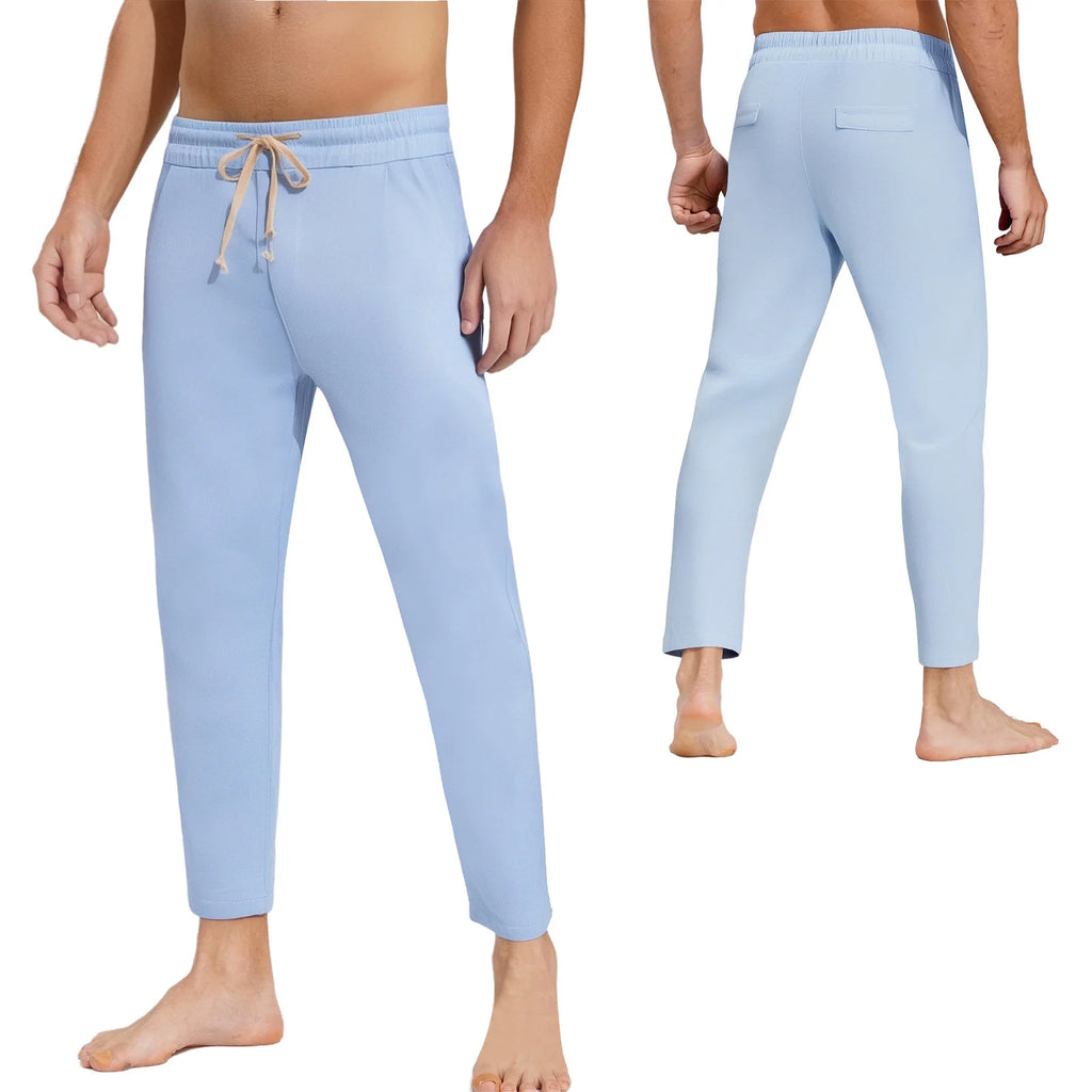 Mens Casual Loose Gym Jogging Fitness Sports Pants Drawstring Elastic Waistband Straight-Leg Trousers Yoga Training Sweatpants