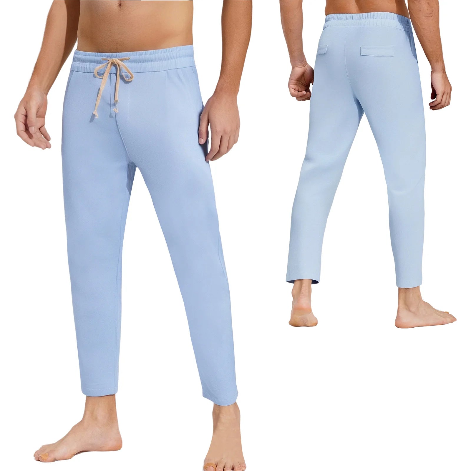Mens Casual Loose Gym Jogging Fitness Sports Pants Drawstring Elastic Waistband Straight-Leg Trousers Yoga Training Sweatpants