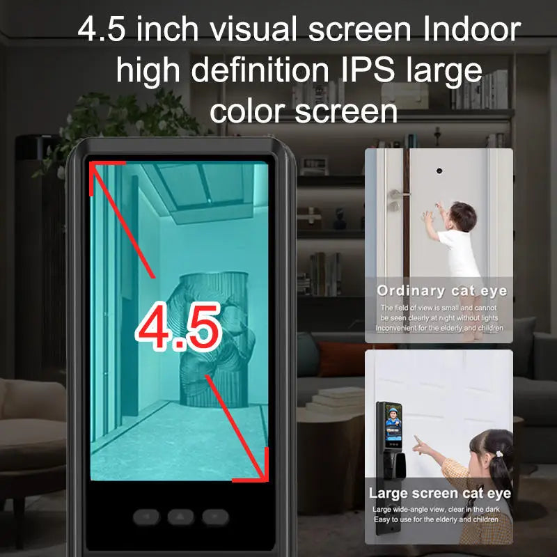 Tuya WiFi High Quality Aluminum Smart Lock Fingerprint Face Recognition Full-Automatic Door Lock With Memory Card For Steel Door