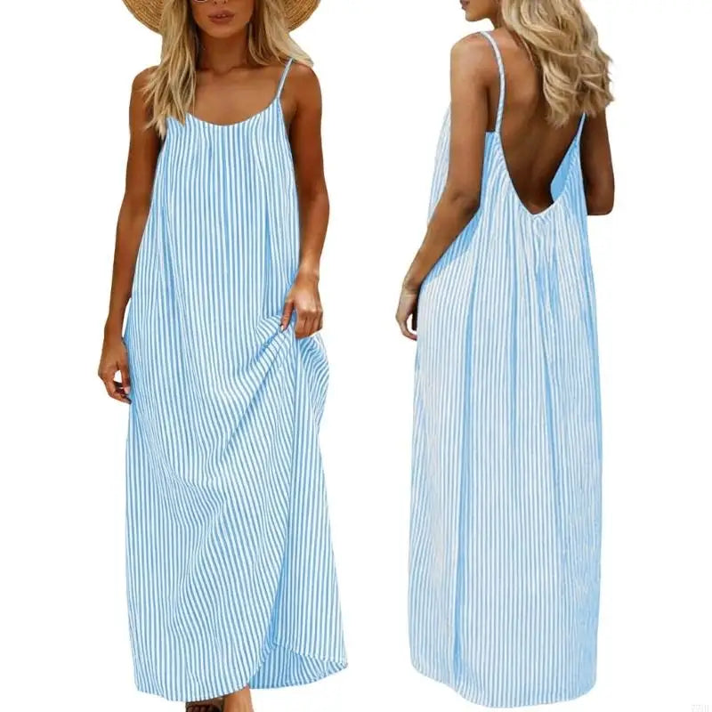 77HE Dresses for Women Backless Cami Dress Casual Vacation House Beach Sleeveless with Back Tie