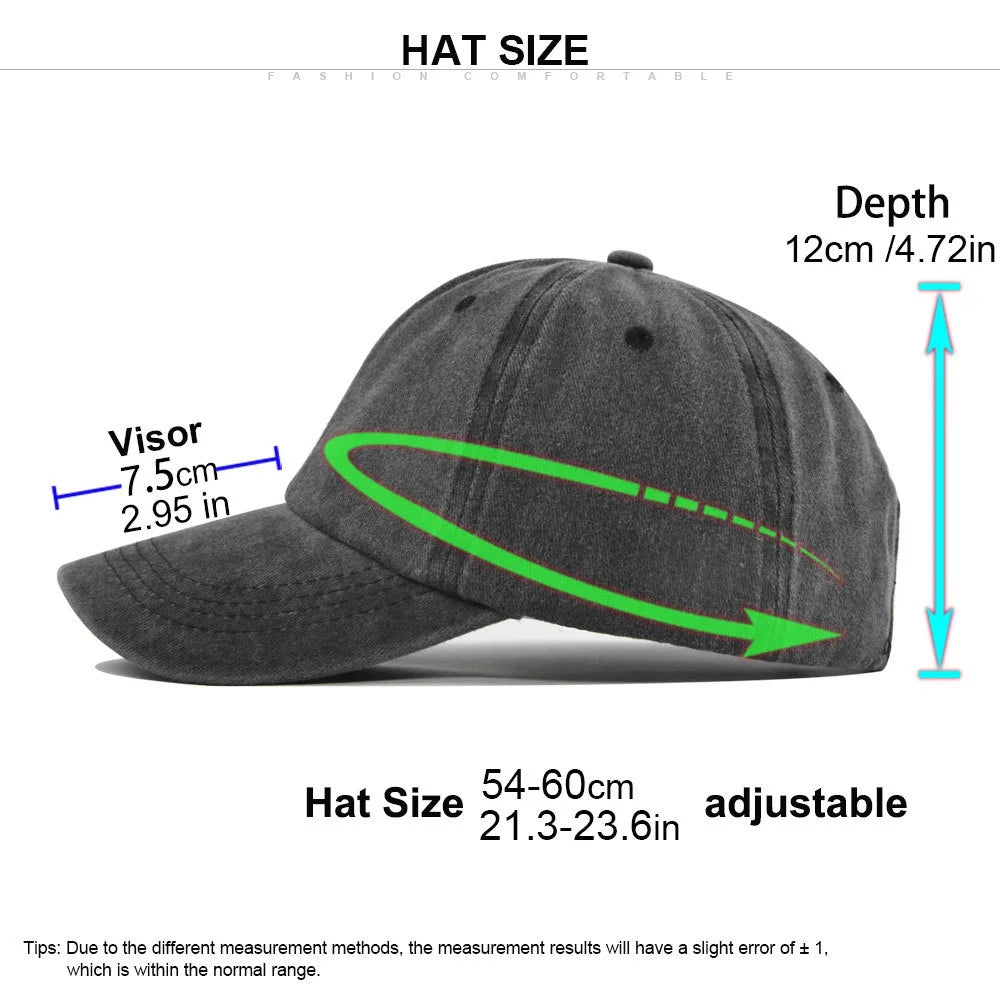 Unisex Baseball Cap Washed Adjustable Sun Hat Soft Top Peaked Hat Men Women Trucker Hat Vintage Outdoor Running Hat Adjustable