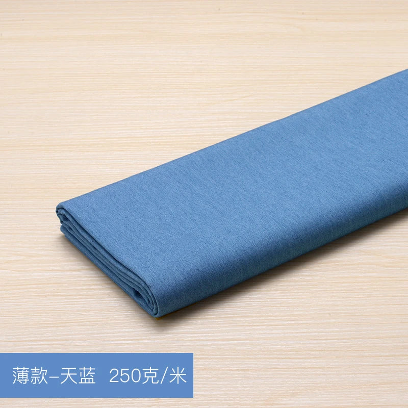 Washed Denim Jeans Fabric Cotton By The Meter for Needlework Dress Skirt Shirt Jacket Pants Diy Sewing Wearable Soft Cloth Blue