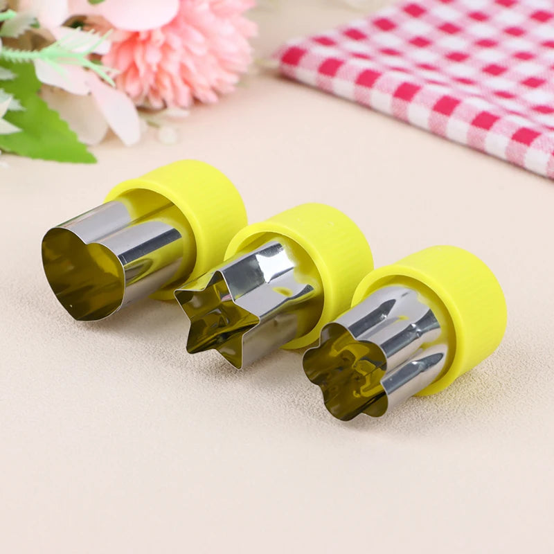 3PCS Star Heart Shape Vegetables Cutter Plastic Handle Portable Cook Tools Stainless Steel Fruit Cutting Die Kitchen Gadgets