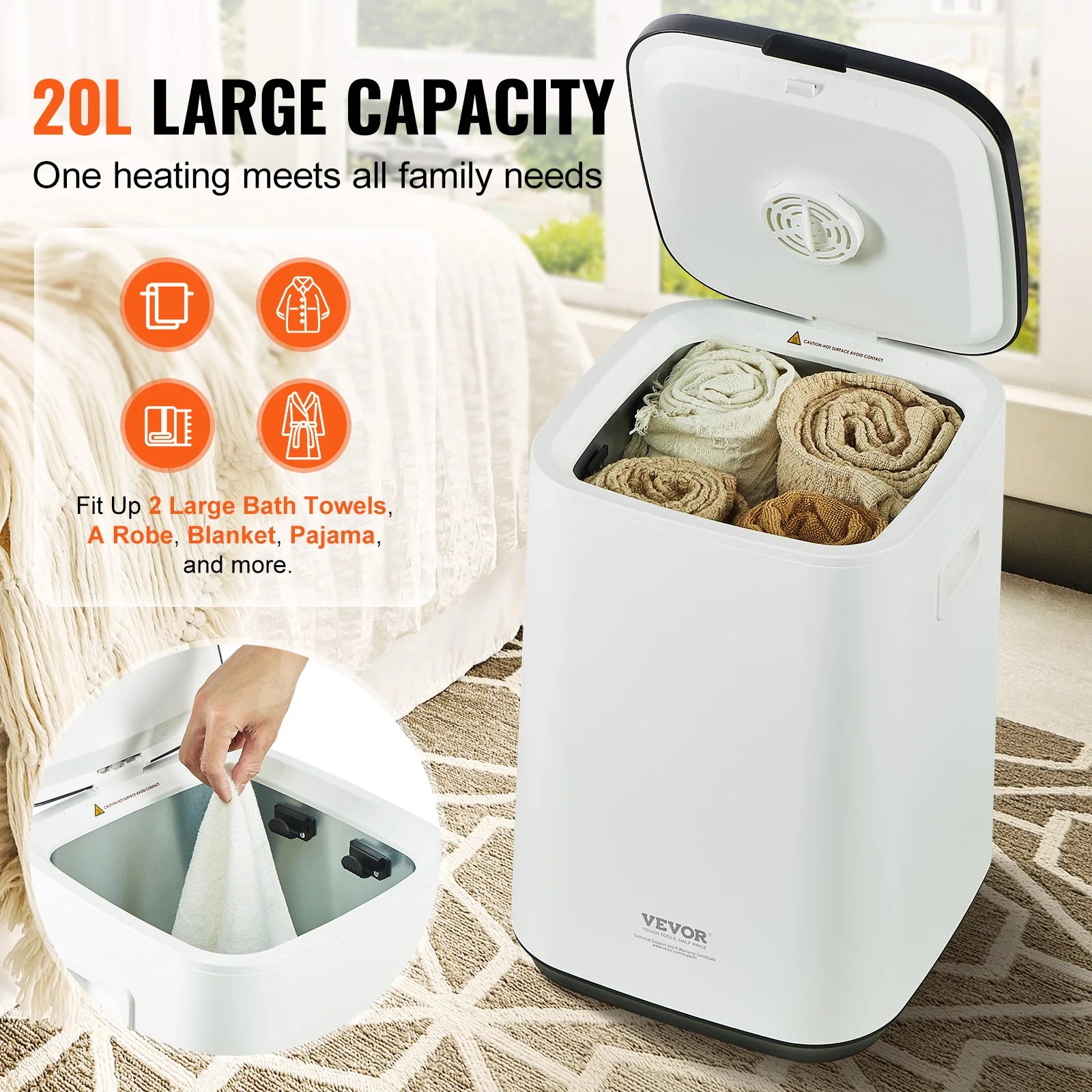 SucceBuy Towel Warmer 20L/25L/35L Towel Warmer Bucket with Auto Shut Off Child Lock LED Screen for Bathroom Spa Bathrobe Blanket