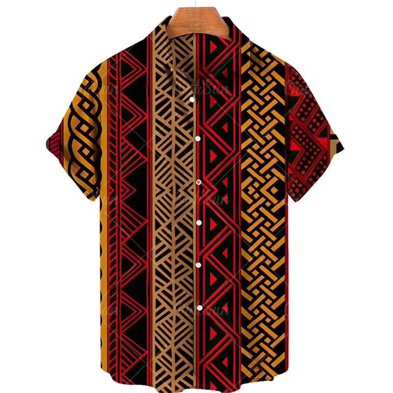 2026 Summer Men's Shirt Print Design Pattern Casual Loose Fashion Breathable Shirt
