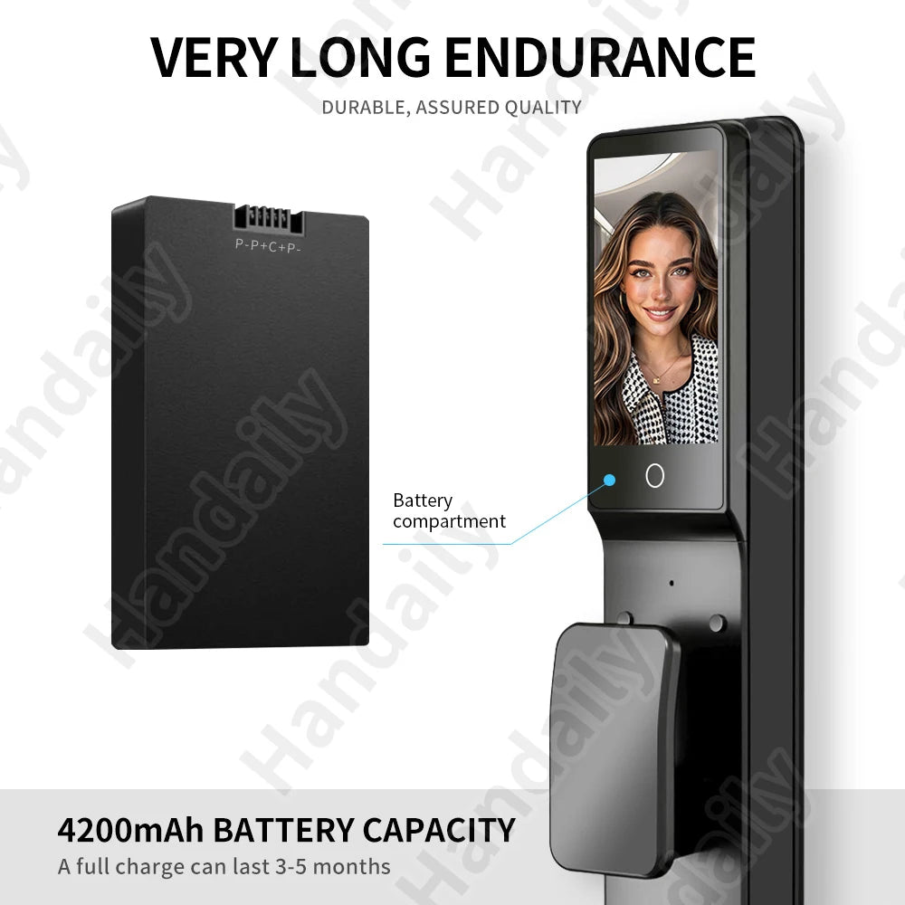 HanDaily Waterproof Smart Door Locks with Camera Video Intercom Palm Face Recognition Smart Lock Tuya Wifi App Remote Control