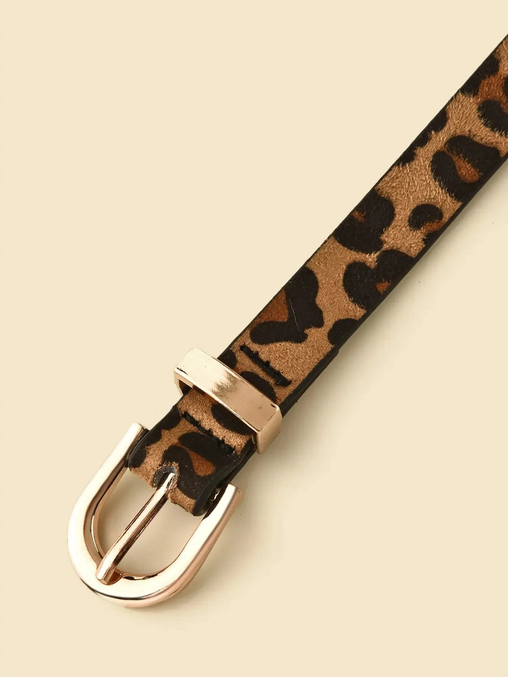 Retro Boho Style Leopard Print Thin PU Belt - Slim Fit Decorative Belt for Women Daily & Party
