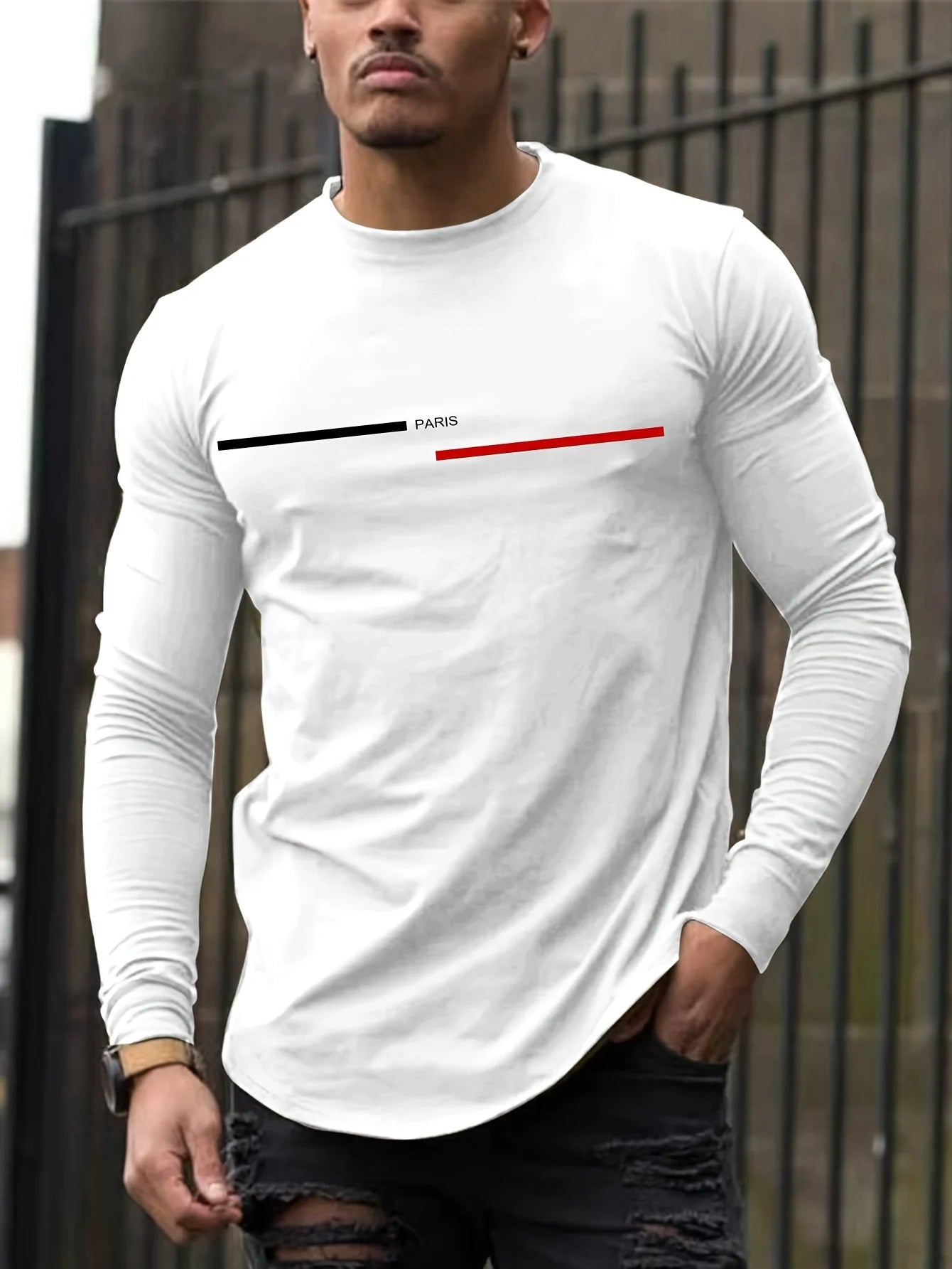 Men's 100% pure cotton summer loose comfortable casual  NEW YORK print large round neck  long sleeve T-shirt top