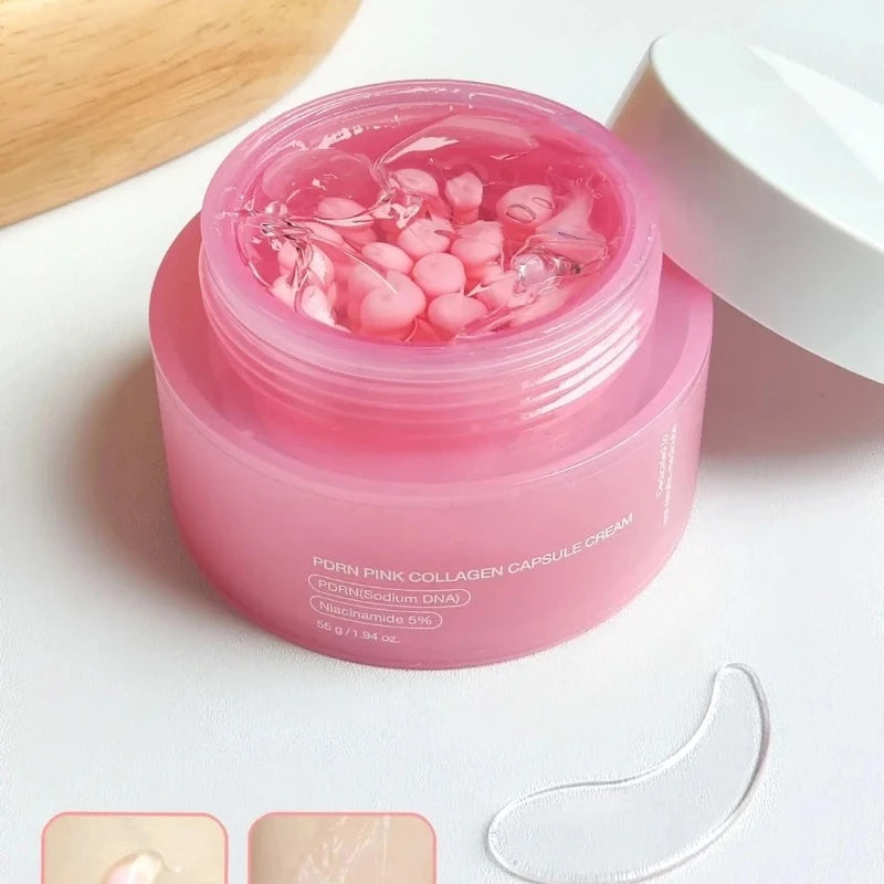 Pink Collagen PDRN Capsule Cream with Niacinamide Cream for Uneven Skin Tone Lightweight Face Moisturizer Non Greasy care