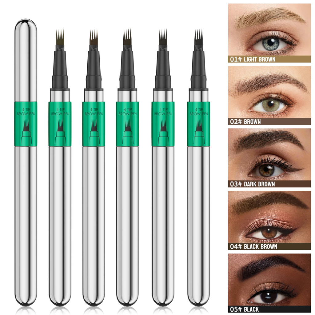 4-Tip Eyebrow Pen, 4 Heads Design, Wild Brow, Long Lasting, Smudge Proof, Waterproof Sweat Resistant Anti-transfer Cosmetic