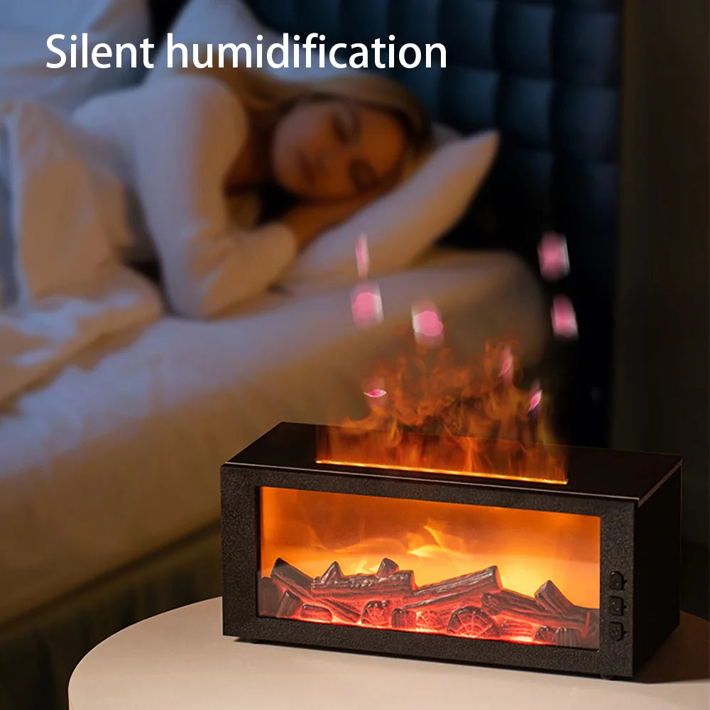 Upgraded Fireplace Aroma Diffuser 7 Color Flame Humidifier Remote Control Timer Auto Off Home Office Aromatherapy Gift
