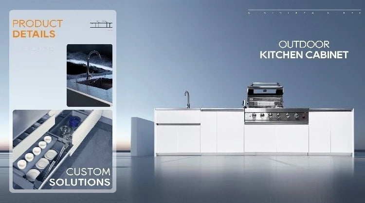 Customized Modular Stainless Steel Outdoor Kitchen Cabinet Complete BBQ Island With Grill For Garden Outside Dining
