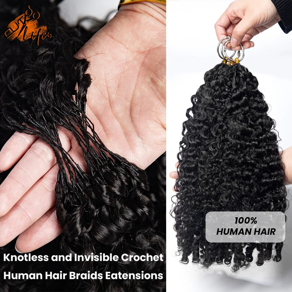 Miracle Knots Feather Crochet Human Hair Extension Burmese Curly With Coily End Invisible Miracle Knots Hair Bulk  Boho Braide