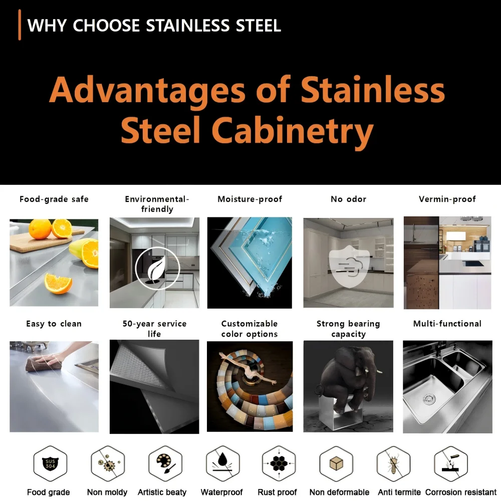 Durable All-season Stainless Steel Outdoor Kitchen Cabinet Bbq Grill Camping Outdoor Kitchen Island with Refrigerator