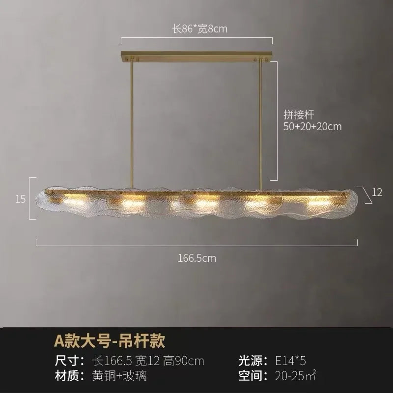 Restaurant modern simple glass crystal bar counter front desk exhibition hall strip decorative lamp