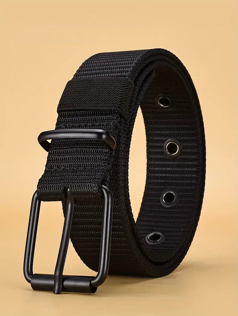 Men's Belt Porous Canvas Pin Buckle Leather Belt Outdoor Sports Belt Women's Trendy Eyelet Belt With Jeans Belt For Men Women