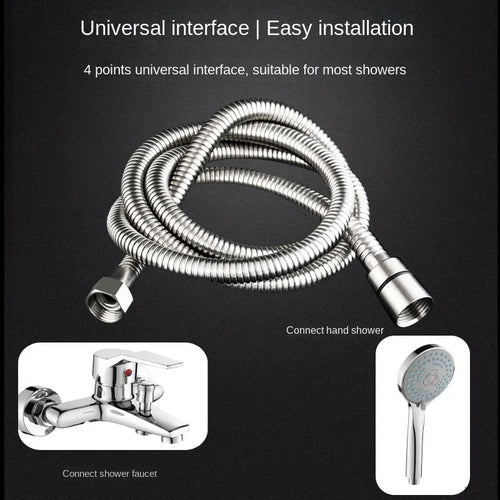 1.5/2M Stainless Steel Black/Silver Hose Extended Tube Bathroom Shower Water Pipe Drawer Bathroom Accessories Pipes