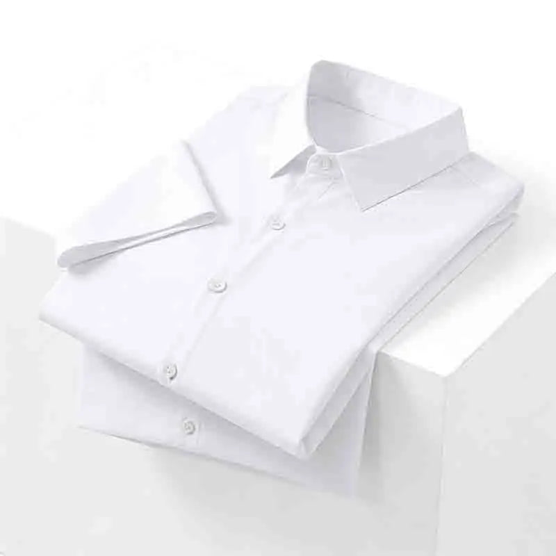 Casual Light Blue Short Sleeve Button Up Shirt for Men Versatile Collared Dress Shirt for Spring & Summer