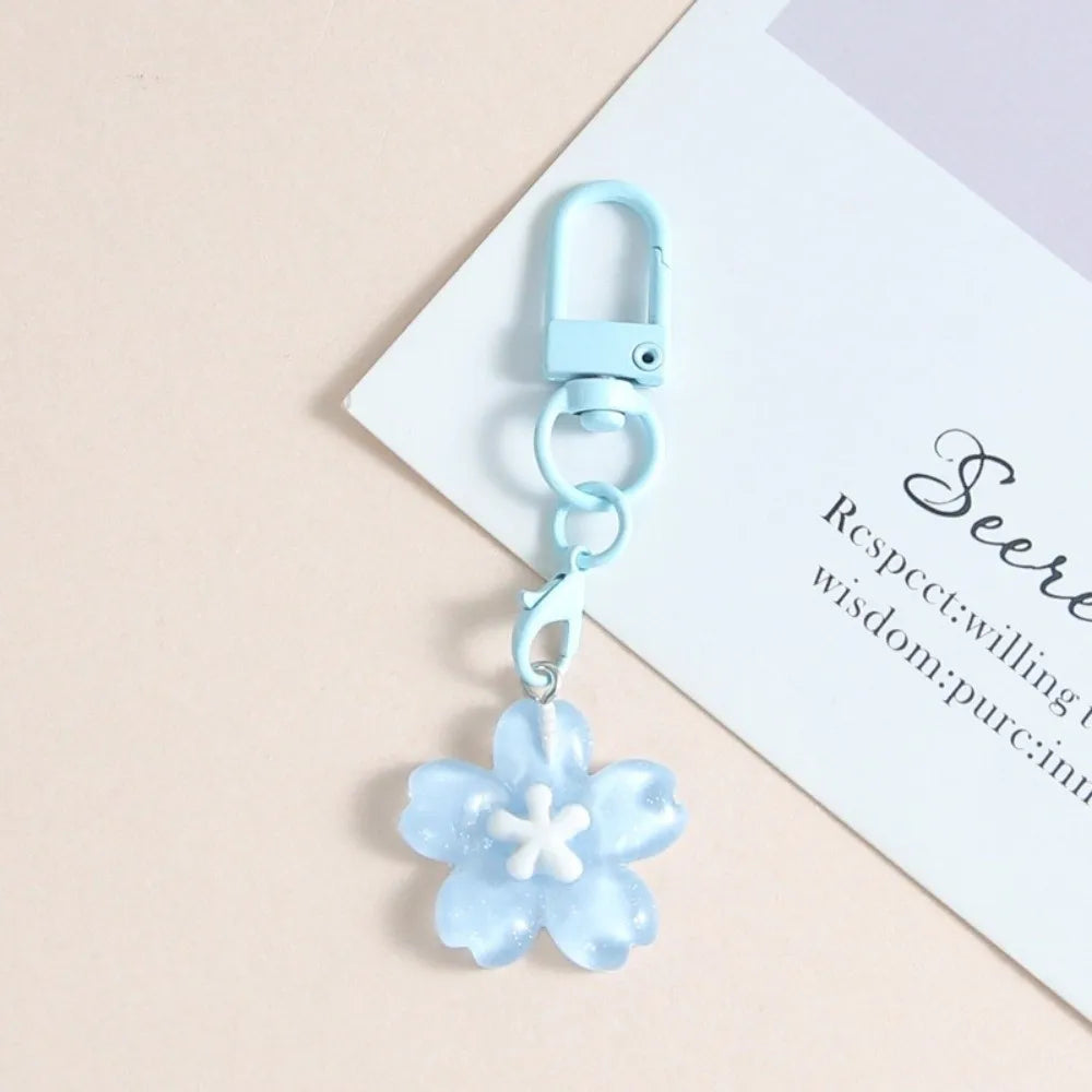 Cute Resin Cherry Blossom Keychain Colorful DIY Car Key Ring Bag Pendant Jewelry Accessories