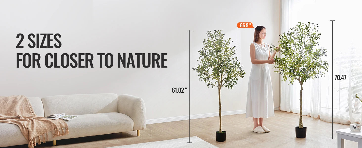 SucceBuy Artificial Olive Tree 4/5/6FT Tall Faux Plant Secure PE Material Anti-Tip Tilt Protection Low-Maintenance Tree for Home