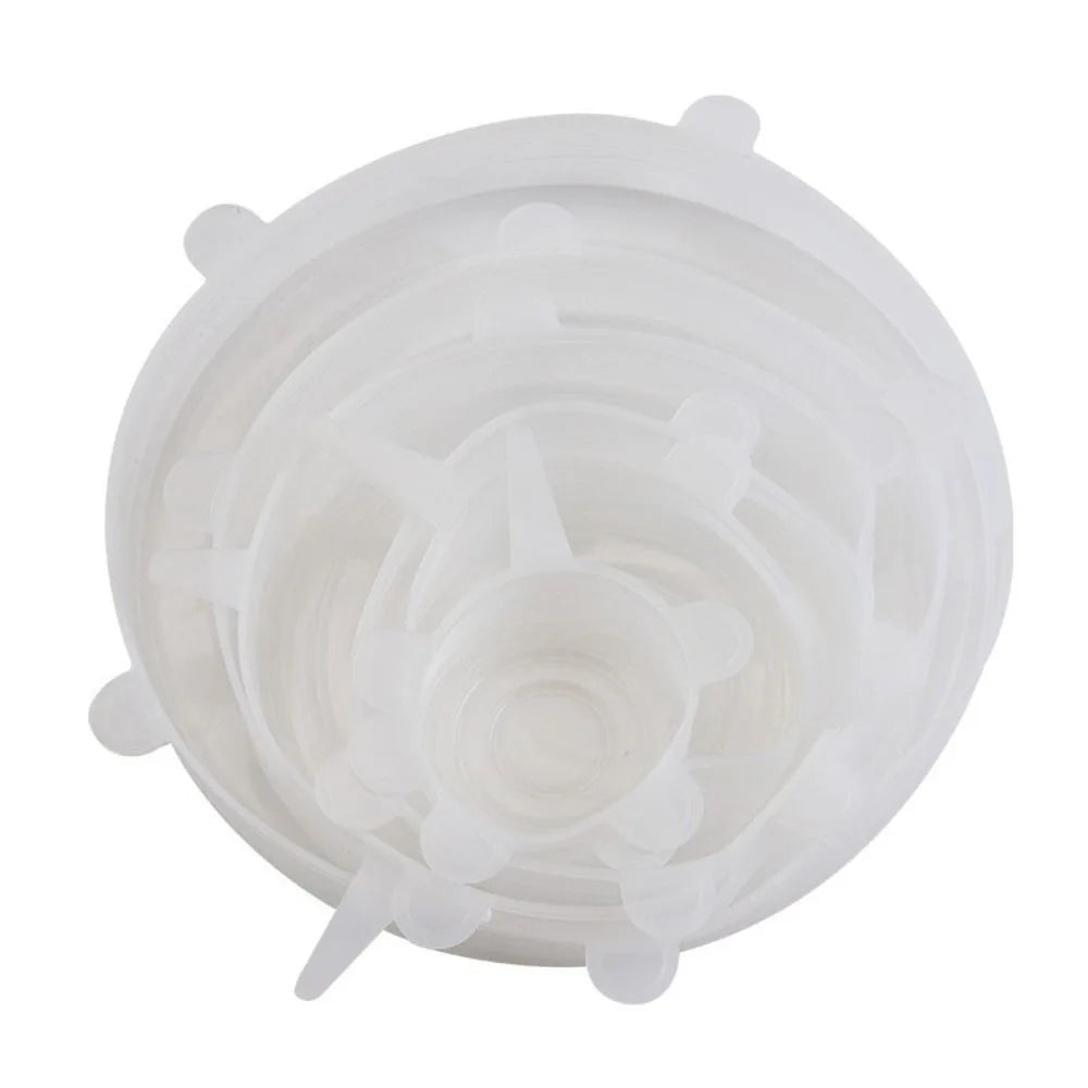 6PCS Food Reusable Fresh-keeping Cover Kitchen Gadgets Non-slip Bowl Cap Stretch Silicone Lids
