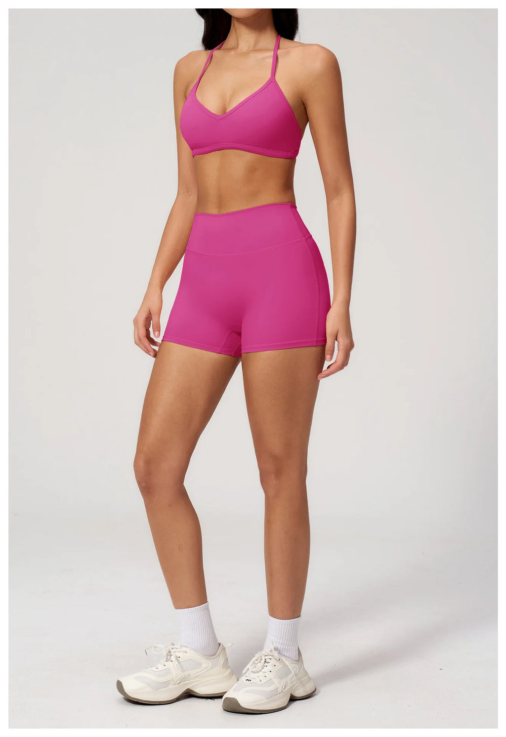 2 Pieces Yoga Set Women Tracksuit Backless Halter Tops High Waist Shorts Gym Suits Fitness Sportswear Workout Sets Athletic Wear