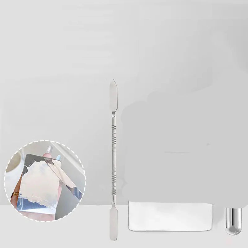 Makeup Foundation Brush Mixing Palette Stainless Steel Foundation Lipstick Eye Shadow Mixer Palette With Spatula MakeUp Tools