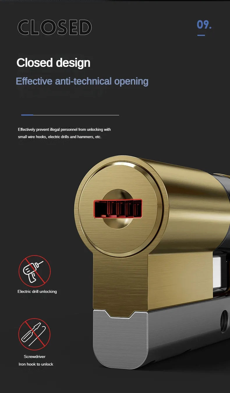 High Quality European Standard Cylinder Super C-level Anti-theft Door All Copper Lock Core, Household All Metal 8pcs Master Keys