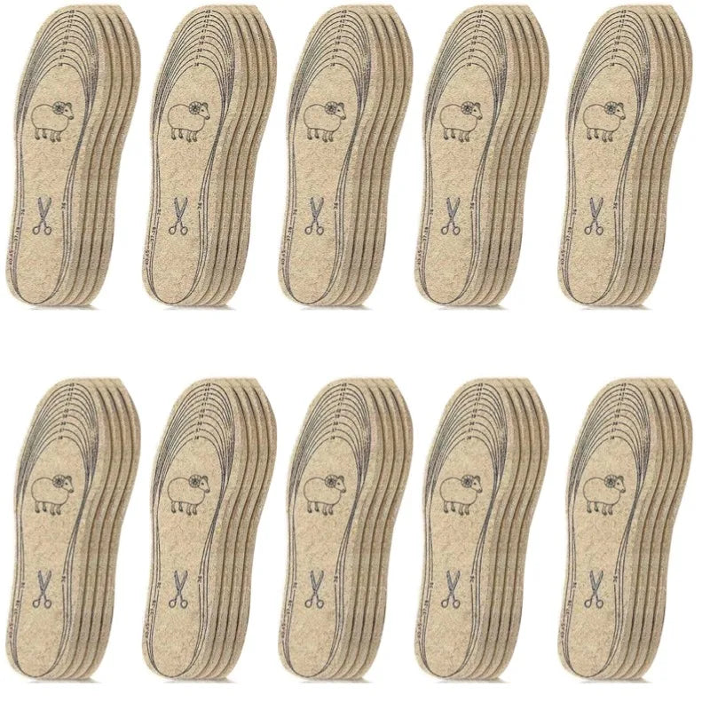7mm Extra Thick Wool Felt Insoles Winter Warm Thermal Shoe Pads Cut to Fit Breathable Deodorant Cushion Unisex 2/4/10/20 Pairs