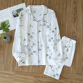 2026 Spring and Autumn Women's Pajama Set 100% Cotton Crepe Long sleeved Pants Two piece Cute and Sweet Home Fury Set Ladies