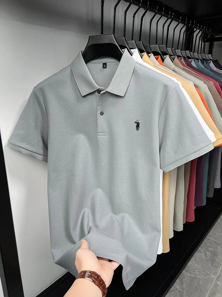 Designer brand 100% cotton short sleeve polo shirt fashion luxury pony embroidery men's summer casual high-quality Paul T-shirt