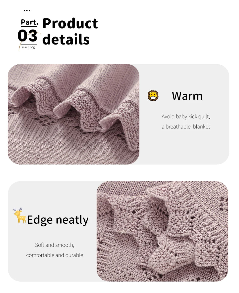 Newborn Baby Blanket Cotton Multi-use Knitted Infant Babies Boys Girls Sleeping Quilts Covers for Stroller 90*70cm Receiving Mat