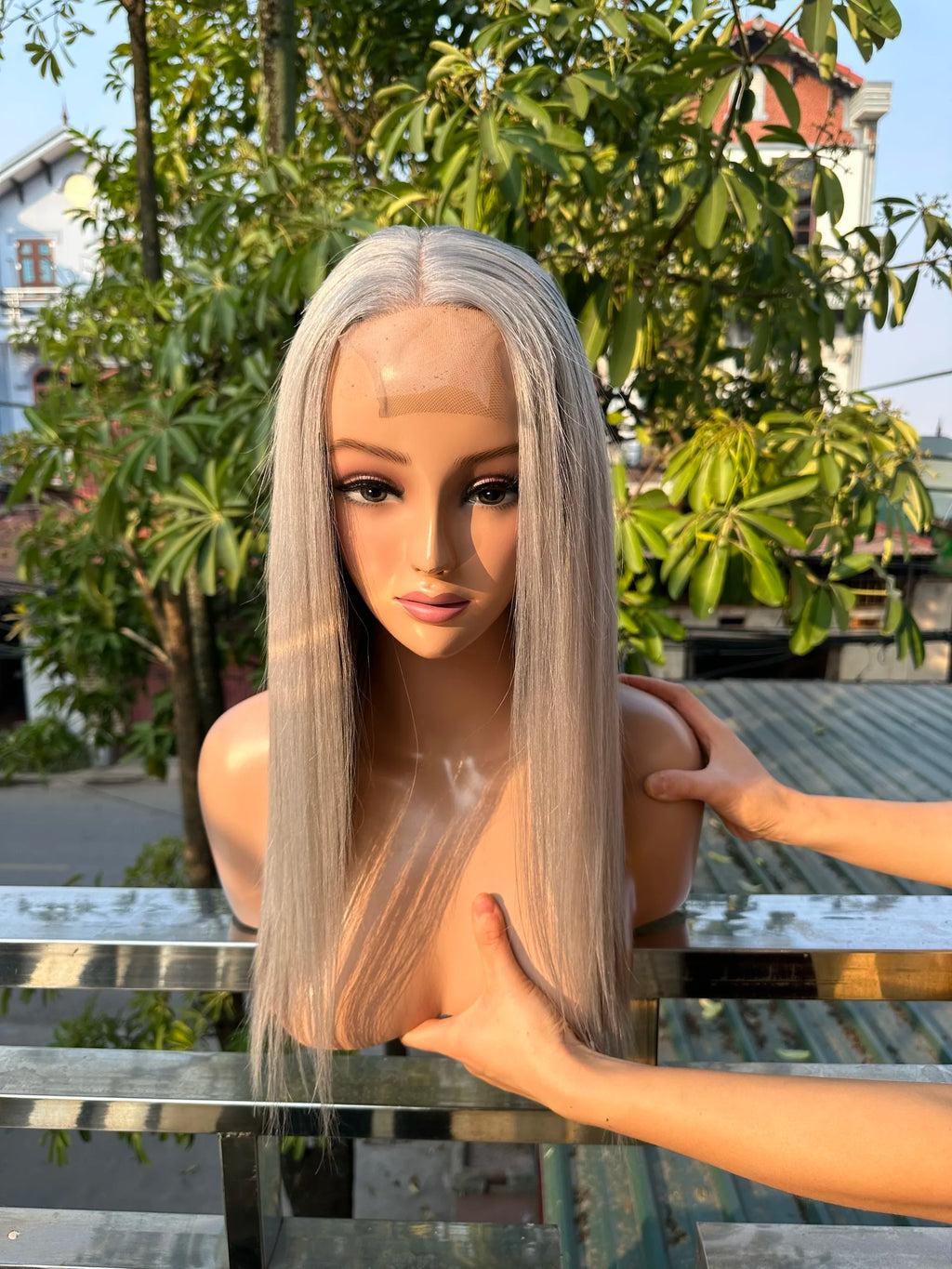 6 to 40 Inches Grey Silky Bone Straight Wig Vietnamese Super Double Drawn Human Hair Virgin Human Hair Extensions