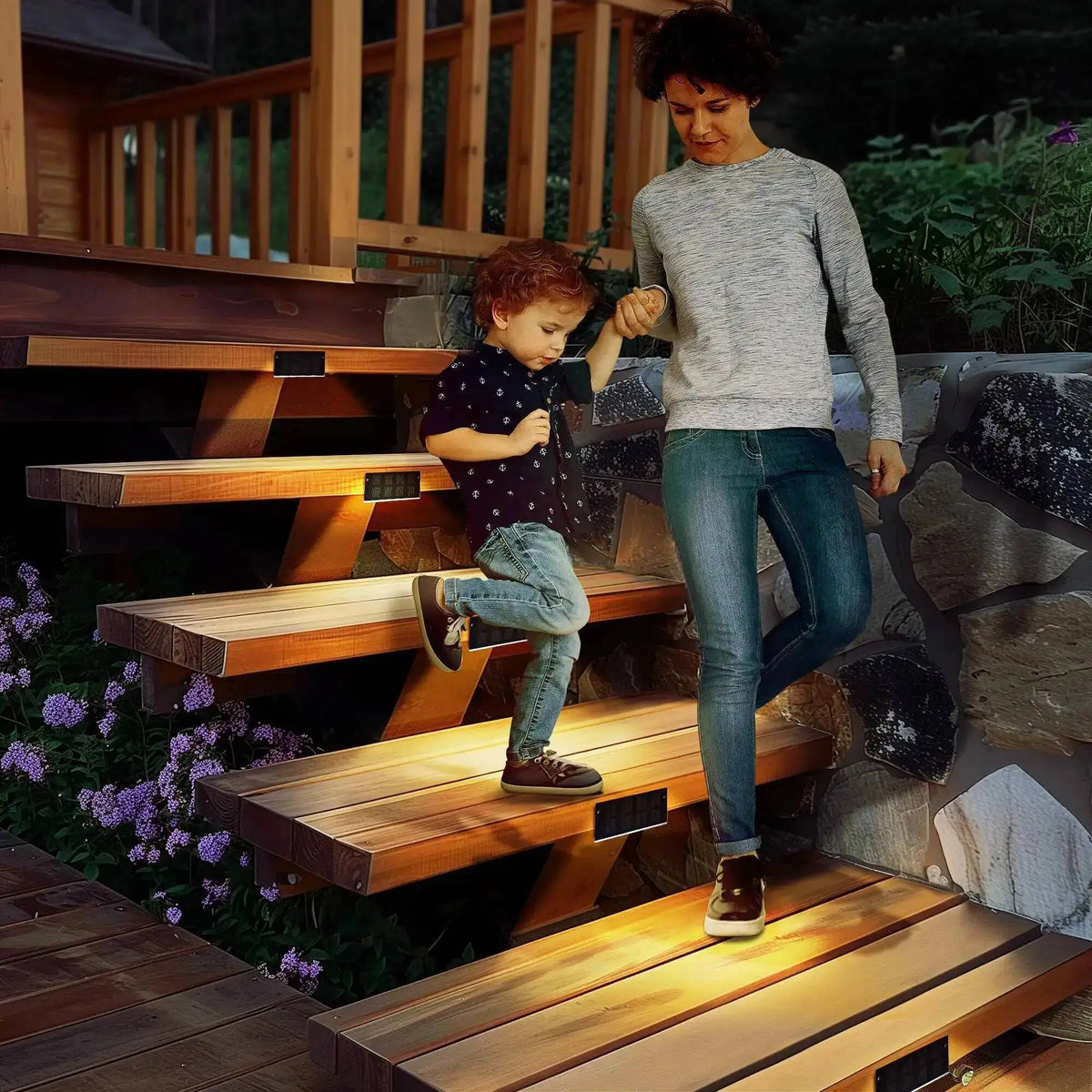 1-16PCS Solar Lights for Outdoors Stair Lamps Warm White LED Step Light, IP65 Waterproof Steps, Garden, Walkway, Stairs Path