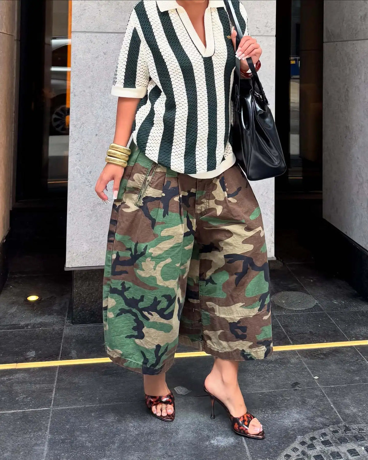 Women's Camouflage Wide Leg Pants Loose Casual High Waist Trousers Vintage Pockets Cropped Pants 2025 Streetwear Harajuku Capris