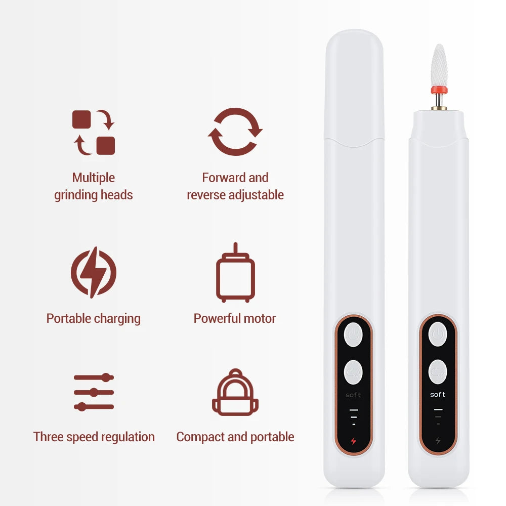 New 45000RPM Professional Electric Nail Drill Machine Low Noise Rechargeable Nail File Nails Accessories Gel Nail Polish Sander