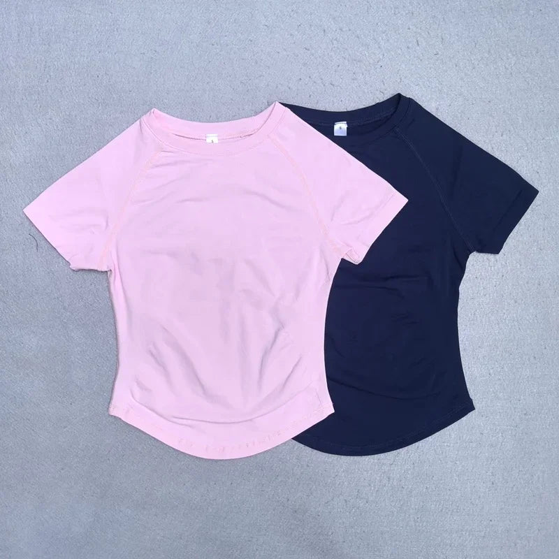2 Piece Yoga Set Women Outfit Longline Short Sleeve Gym Top Shirt High Waist Workout Shorts Sports Suit Fitness Clothes Gym Set