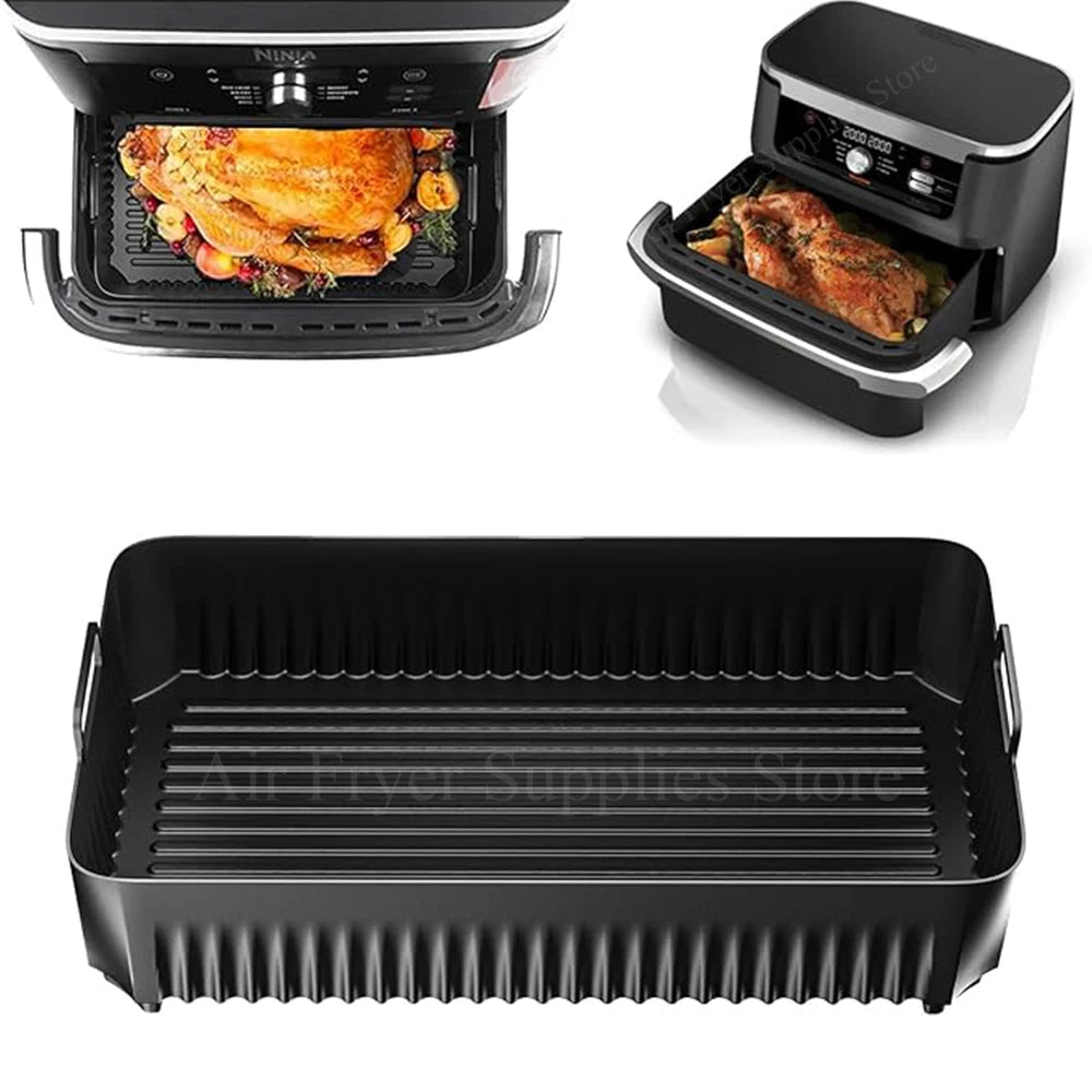 Rectangle Air Fryer Mold for Ninja Foodi Flex 10.4L AF500EU Reusable Heat Resistant Silicone Pot for Ninja Air Fryer Accessories