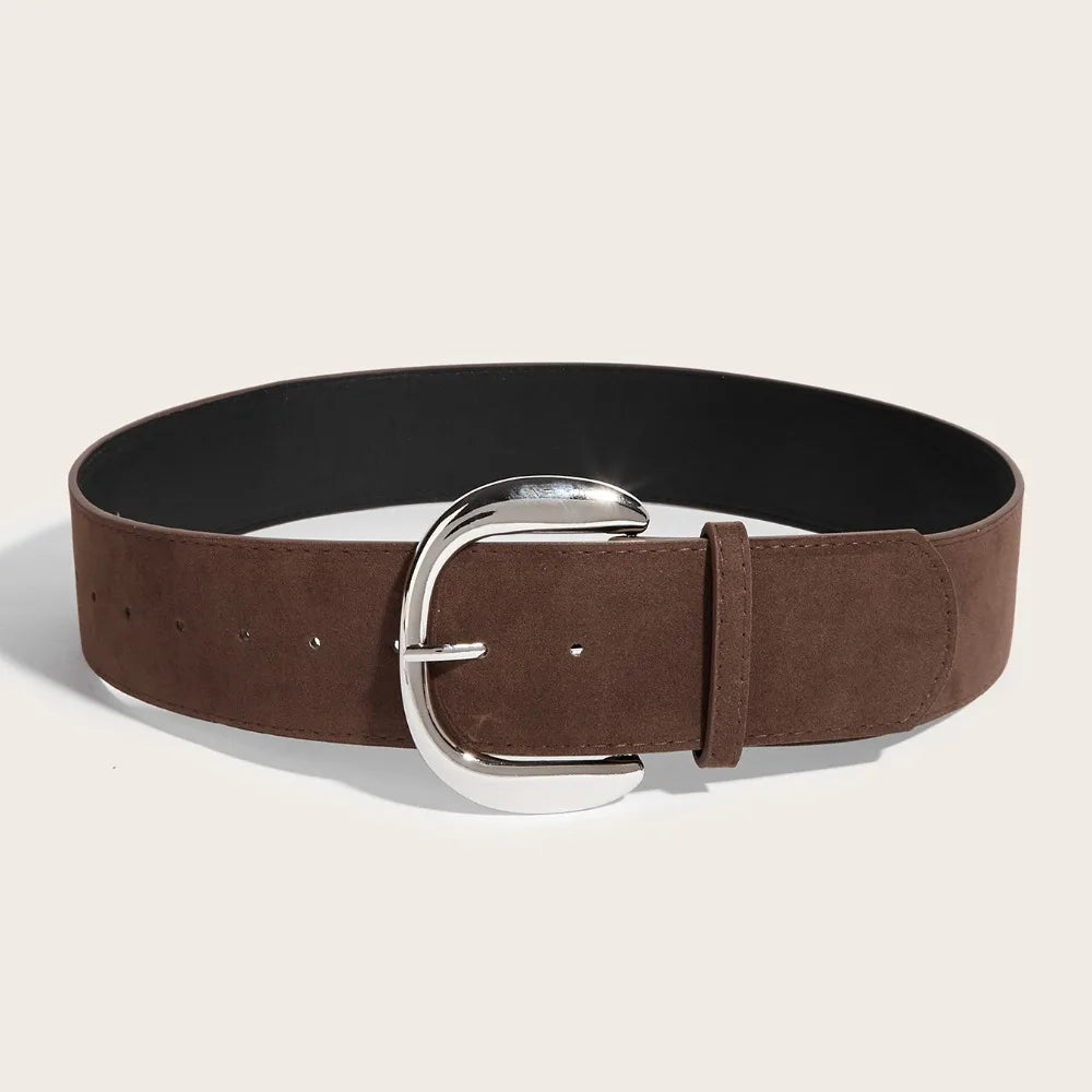 Maillard Styles Suede Leather Wide Belt Luxury Design Trendy Pin Buckle Waistband Versatile Casual Trouser Dress Belts Gifts