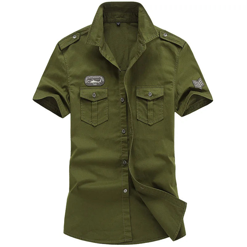 2025 New Men's Spring Cotton Casual Shirt Military Tooling Oversize Loose Long Sleeve Cargo s Male High Quality Solid Clothing