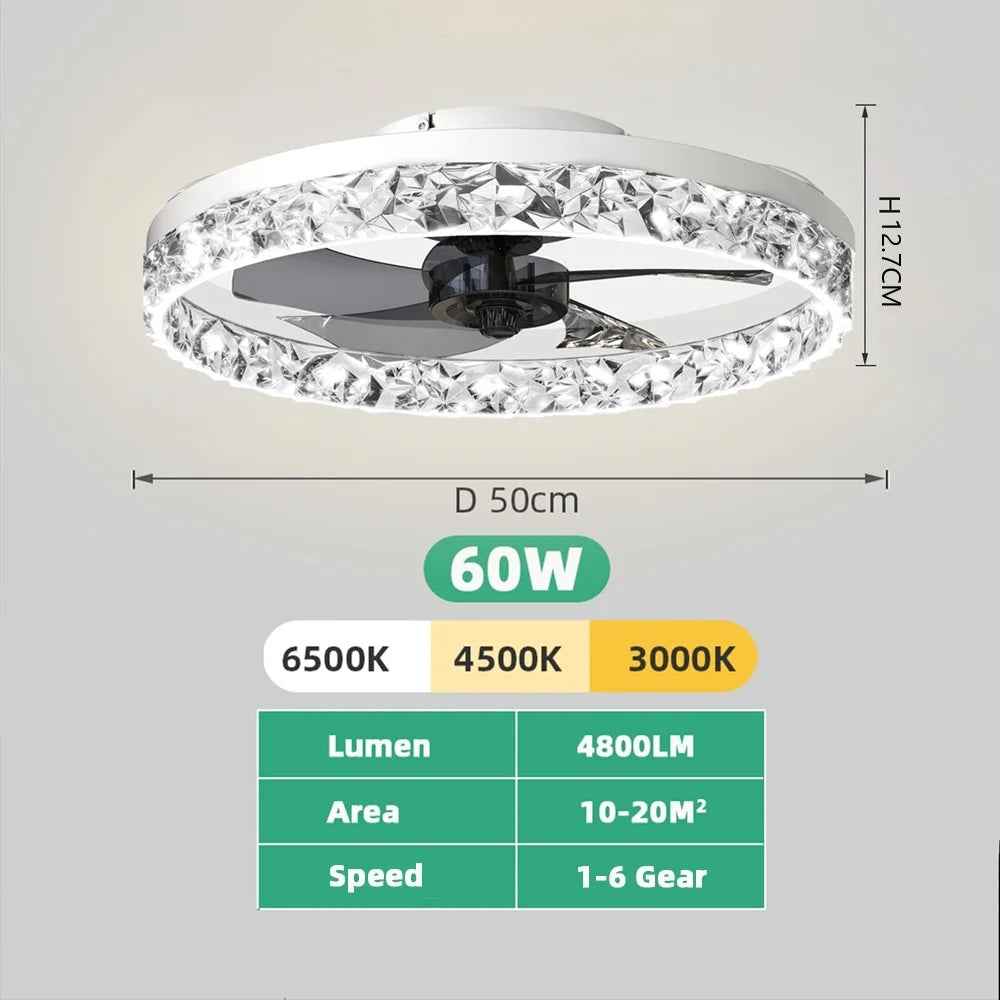 IRALAN Ceiling Fans with Remote Control and Light Suitable for Indoor Study White and Black Lighting Smart Electric Fan