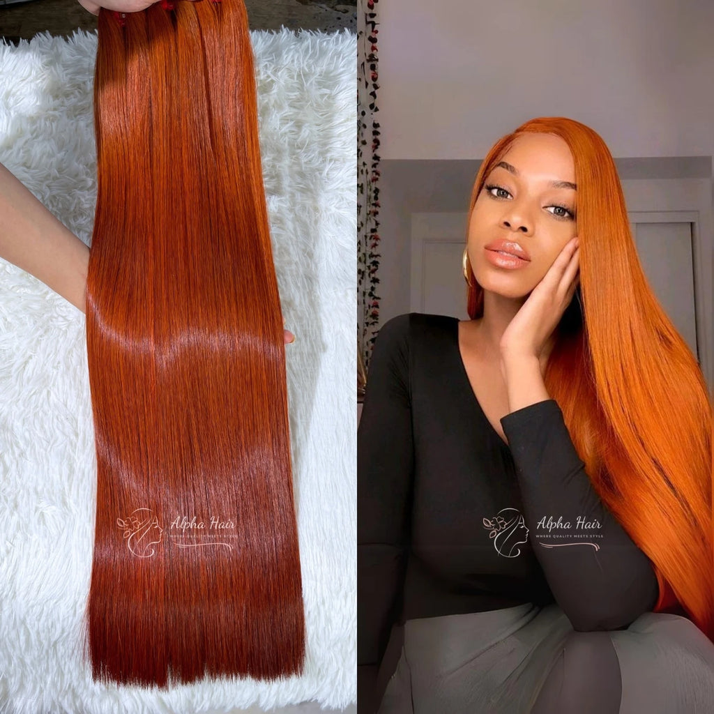 Highest Quality Mirror Bone Straight Human Hair Extensions Unprocessed Lace Front Bundles with Beauty Hair Wigs Light Color