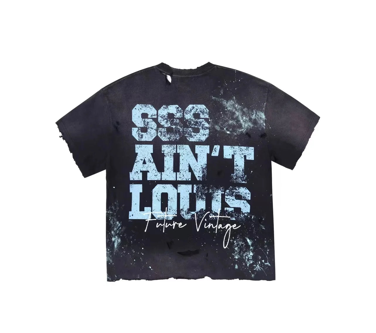SSSAINT LOUIS Handmade Destruction logo letter print classic vintage summer short-sleeved t-shirt men/women high street cotton