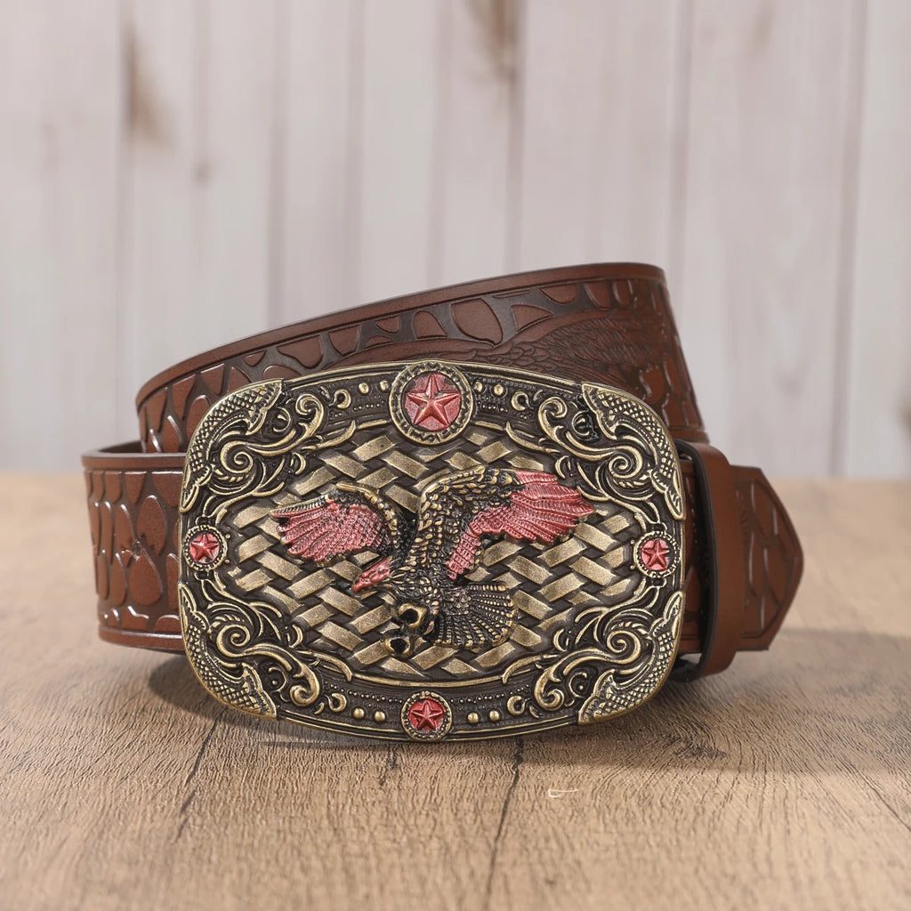 A Western-style denim belt in retro style - made of PU material - suitable for both men and women - pairs well with jeans