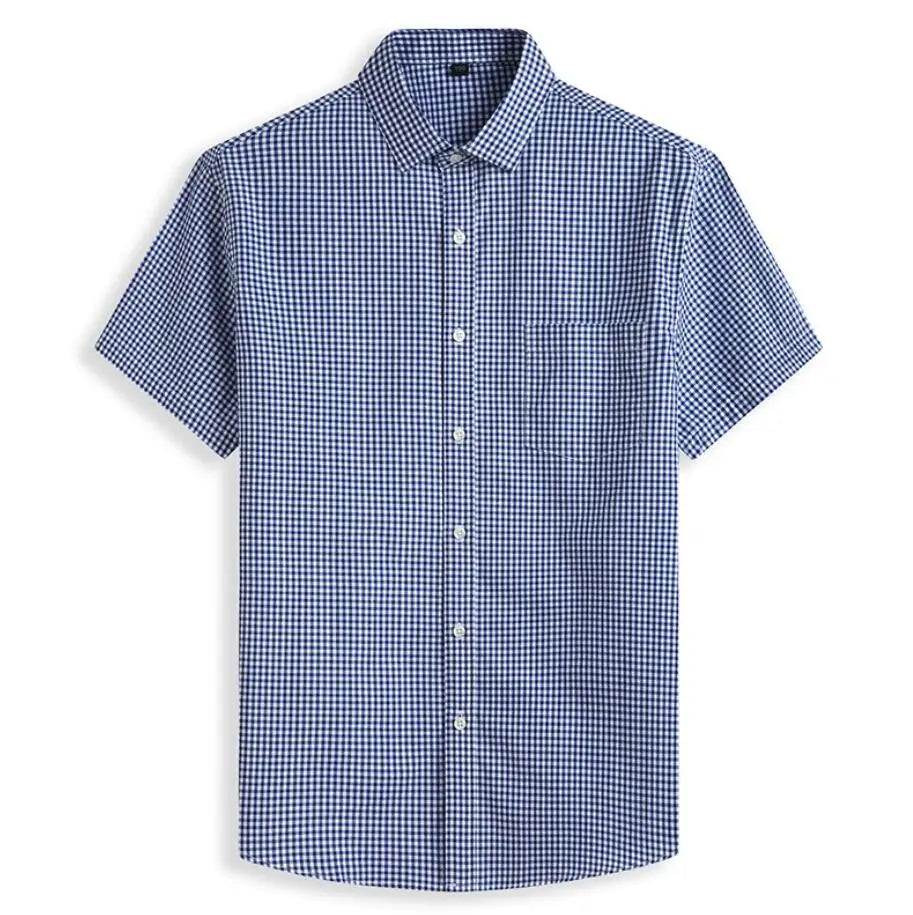 100% Cotton 5XL 6XL 7XL 8XL 12XL Men's Plus Size Shirts Fashion Casual Classic Style Comfortable Plaid Short Sleeve Shirt Male