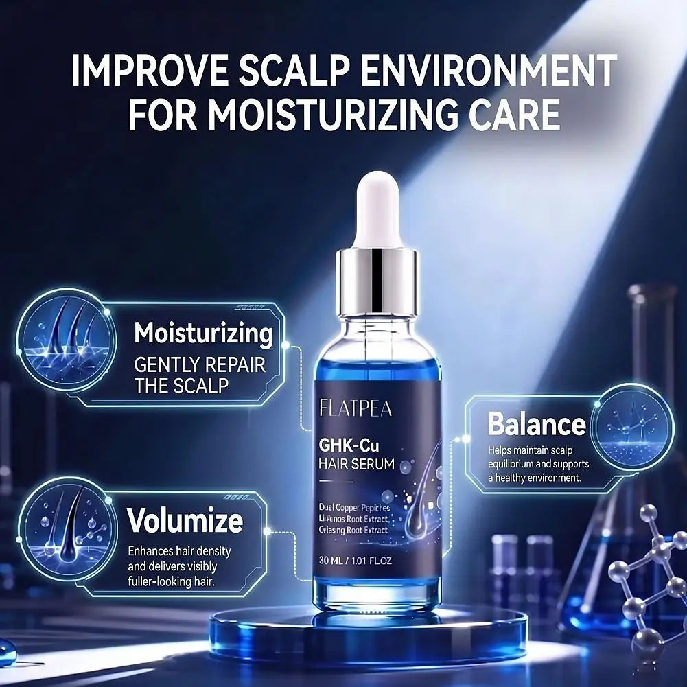 Ghk‑Cu Copper Peptide Hair Serum Fast Absorption Improve Dry Split Plit Hair End Repair Scalp Barrier Root Strengthen Repair